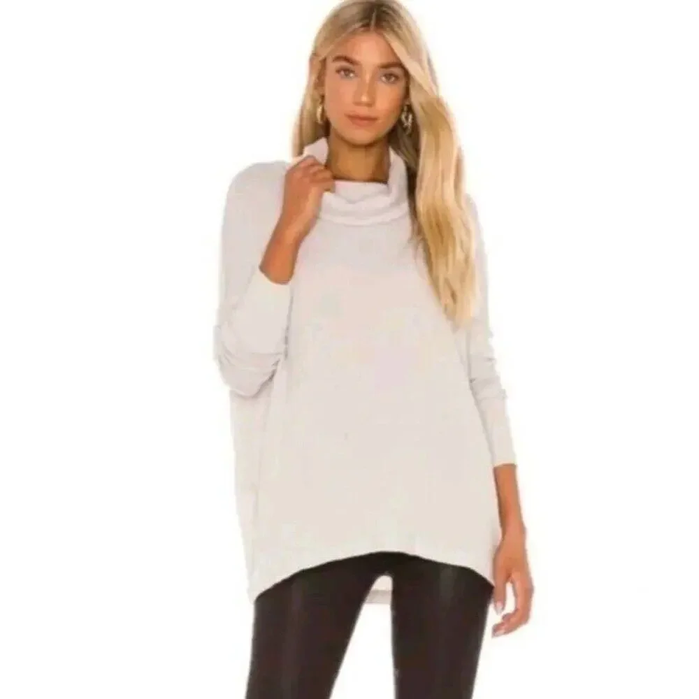 Free People Top Juicy Long Sleeve Size L oversized Ivory NWT Waffle Knit - Picture 7 of 11
